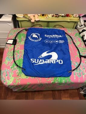 sumarpo Blue Drawstring Swim Sack with White Logo